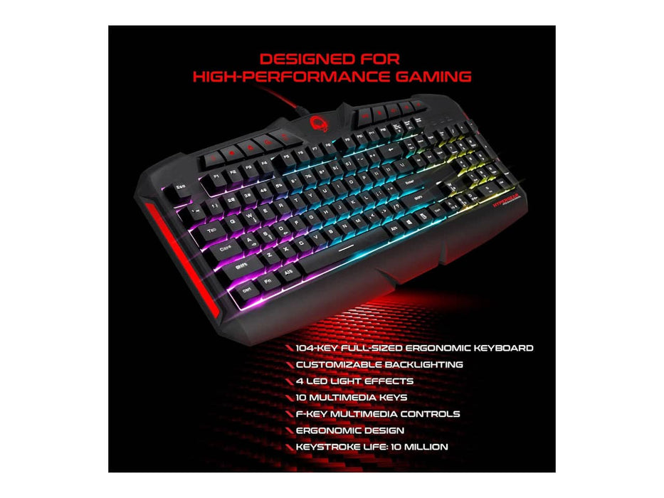 HyperGear 4 in 1 Gaming Kit (RGB Keyboard, RGB Mouse, Mouse Pad, and Headset)