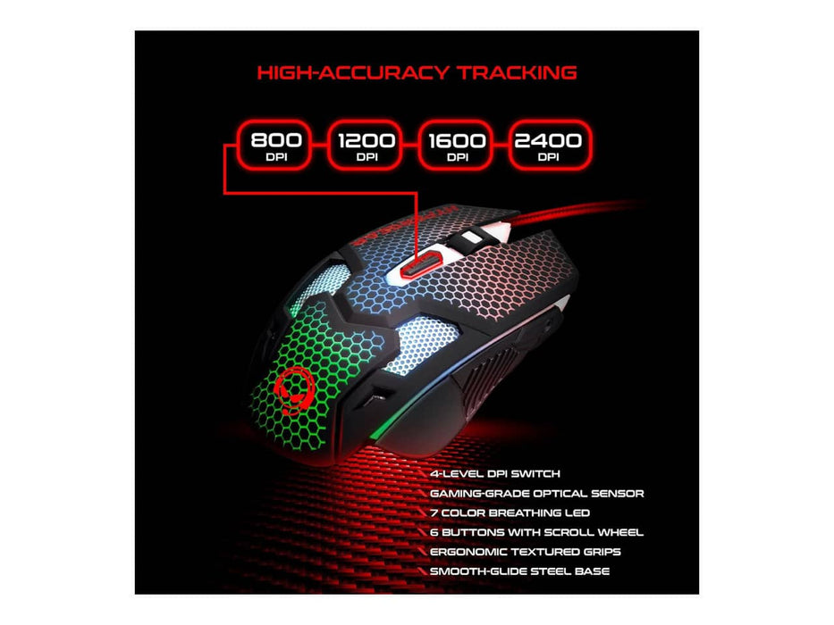 HyperGear 4 in 1 Gaming Kit (RGB Keyboard, RGB Mouse, Mouse Pad, and Headset)