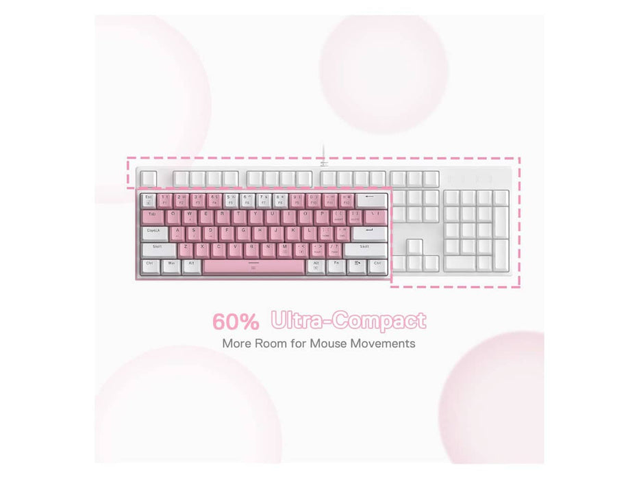 Redragon K617 Fizz 60% Wired RGB Gaming Keyboard (White & Pink)