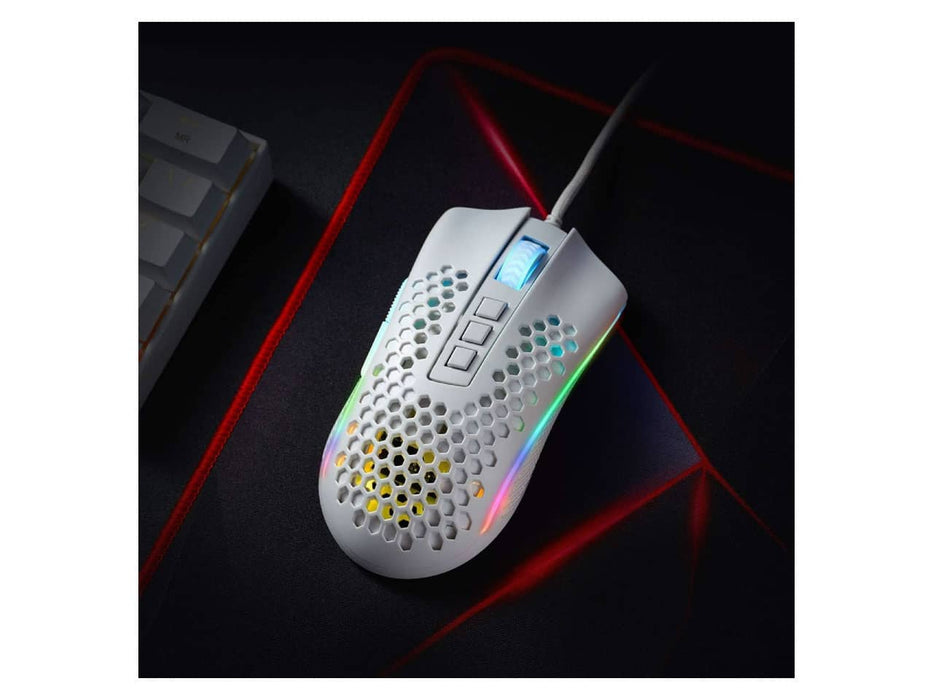 Redragon Storm M808 Wired RGB Gaming Mouse, Honeycomb Shell, White