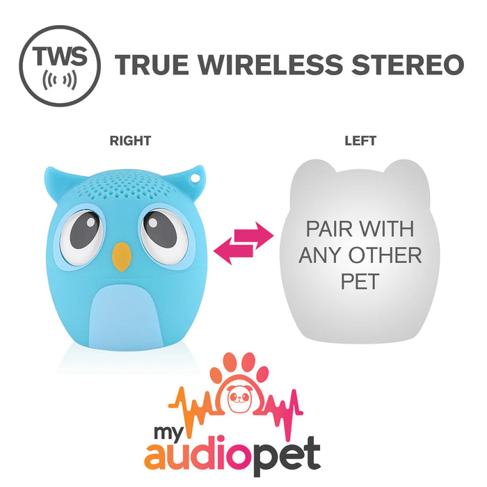 My Audio Pet Owl Blue - Owlcappela Ultra Mini Portable Bluetooth Speaker