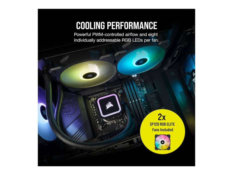 Corsair H100x RGB Elite AIO CPU Liquid / Water Cooler, 240mm Radiator, Intel & AMD Sockets