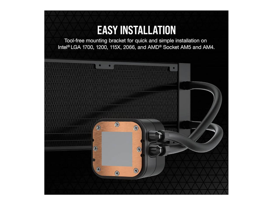 Corsair H100x RGB Elite AIO CPU Liquid / Water Cooler, 240mm Radiator, Intel & AMD Sockets