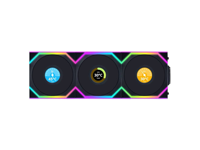Lian Li UNI Fan SL LCD Wireless 120mm ARGB Fan (Triple Pack) 2.4 GHz Wireless Signal for RGB Fan Control, Daisy-Chain Design