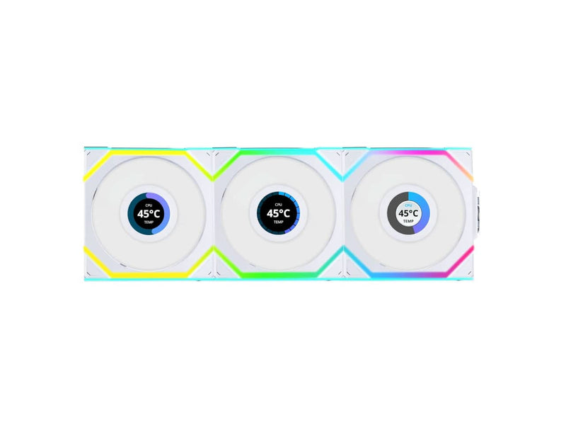 Lian Li UNI Fan SL LCD Wireless 120mm ARGB Fan (Triple Pack) 2.4 GHz Wireless Signal for RGB Fan Control, Daisy-Chain Design
