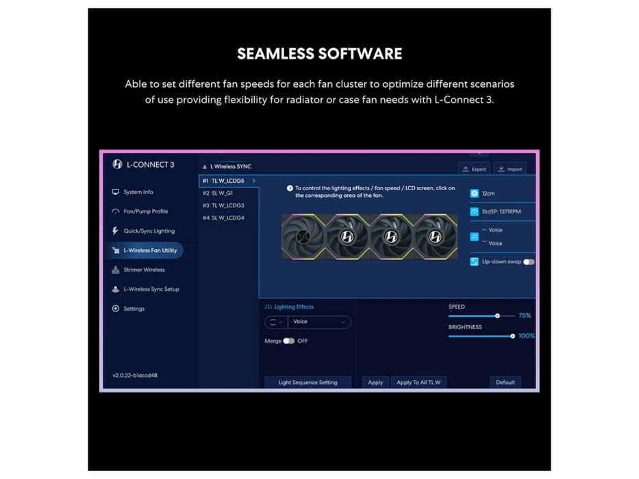 Lian Li UNI Fan TL 120 Wireless Case Fan, 2.4GHz Wireless Controller Included, Triple Pack, White (12TL1W3W)