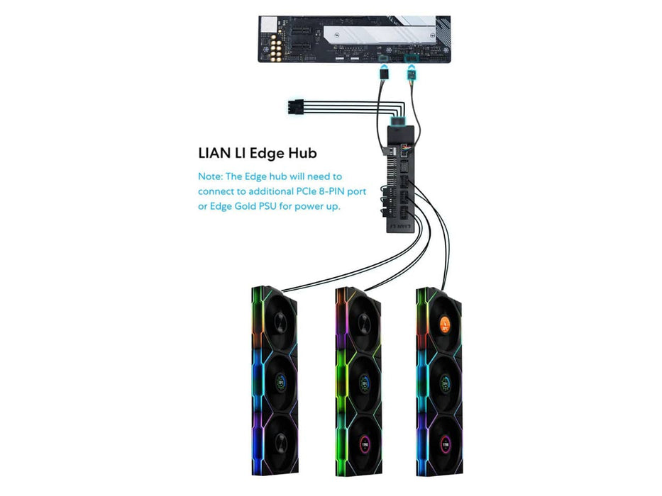 Lian Li UNI Fan TL - LCD Wireless 140 Case Fan, Single Pack (Reverse Blade), ARGB Fan, 140mm