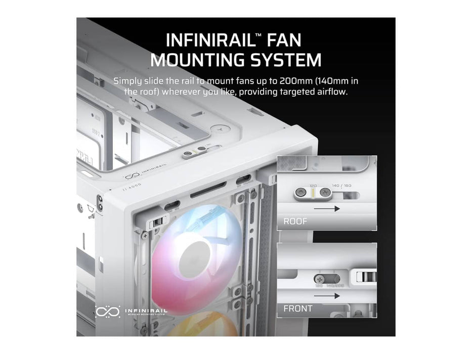 Corsair 4000D RS ARGB Modular High Airflow Computer Case, ATX Mid Tower (White)