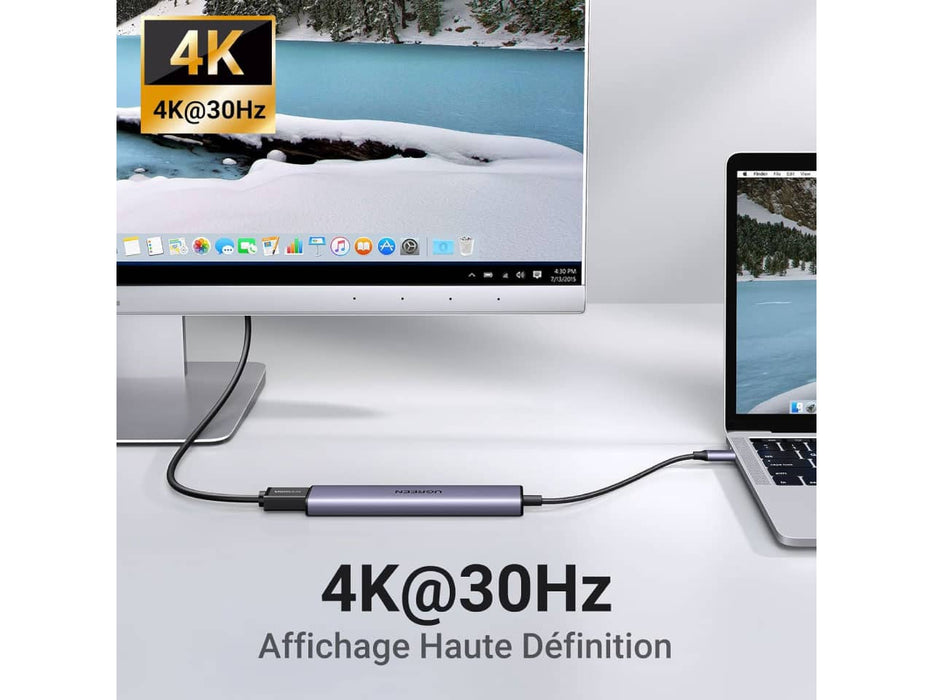 UGreen 5-in-1 USB-C Hub, 100W Power Delivery, 3x USB-A, USB-C, 4K HDMI