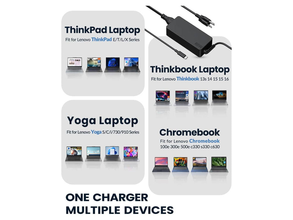 Belker 65W USB-C Universal Laptop Charger with Extended Power Cord