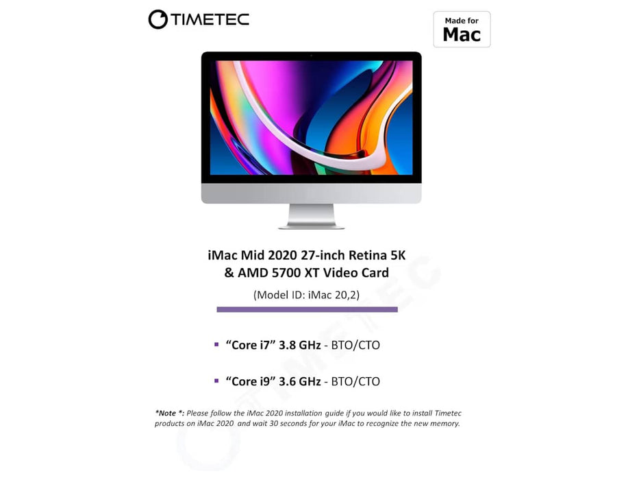 TIMETEC 32GB (2x16GB) DDR4-2666 iMAC/Mac Mini Memory (‎78AP26NUS2R8-16GK2)