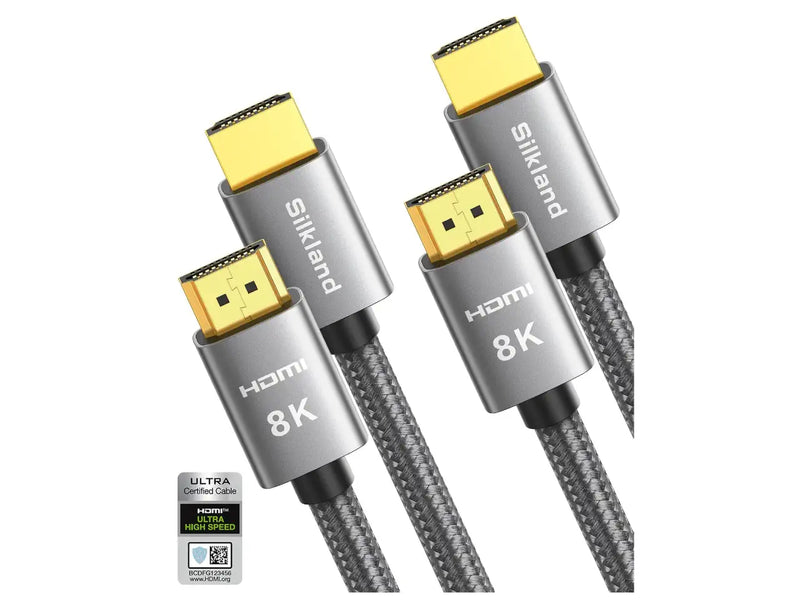 Silkland 8K HDMI Cable, Ultra High Speed HDMI® 2.1, 8K @ 60Hz, 4K @ 120Hz, 6.6 FT