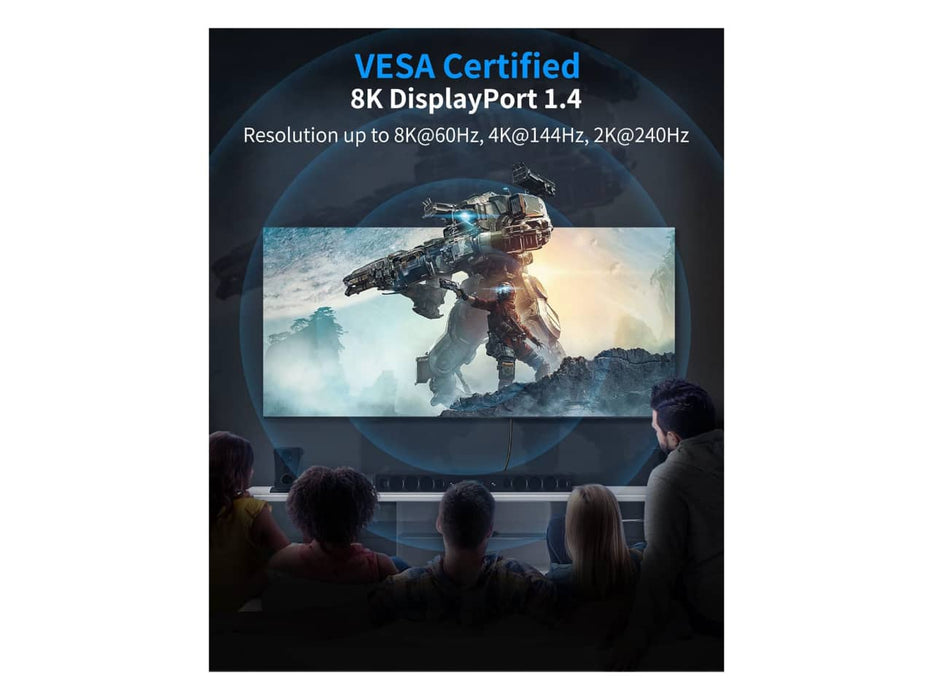 Silkland 8k DisplayPort 1.4 Display Cable, 10ft (8K@60Hz, 4K@144Hz/120Hz, 2K@240Hz)