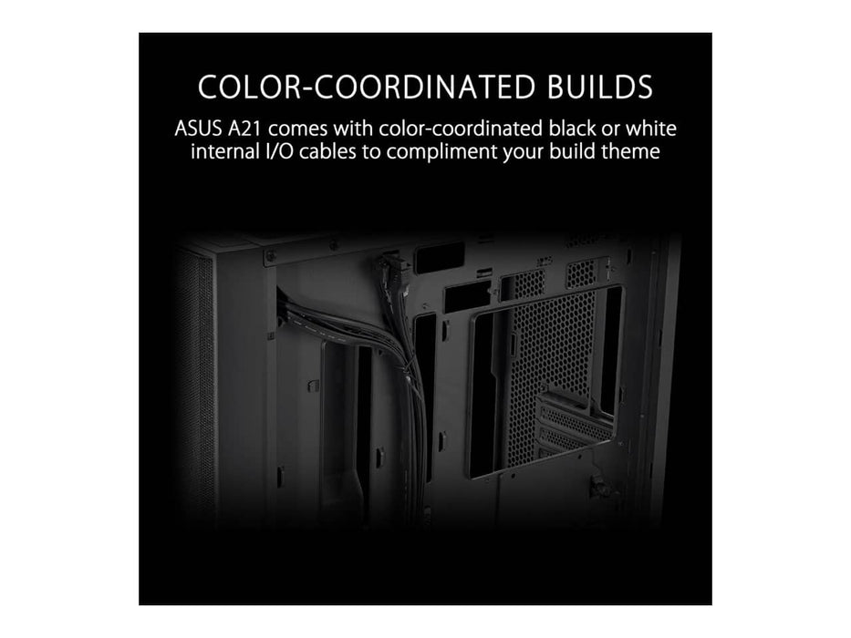 ASUS A21 Micro-ATX Black Edition Computer Case, 380mm Graphics Card Support, 360mm AIO Cooler Support (A21/BLK)