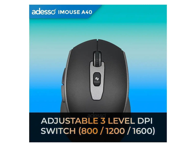 Adesso iMouse A40 Ergonomic Wireless Mouse, Bluetooth, 2.4Ghz Wireless