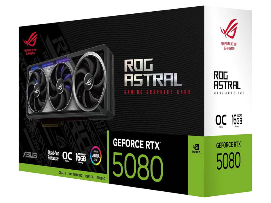 ASUS ROG Astral GeForce RTX 5080 OC Edition Gaming Graphics Card, 16GB GDDR7, PCIe 5.0, Axial-Tech Fans