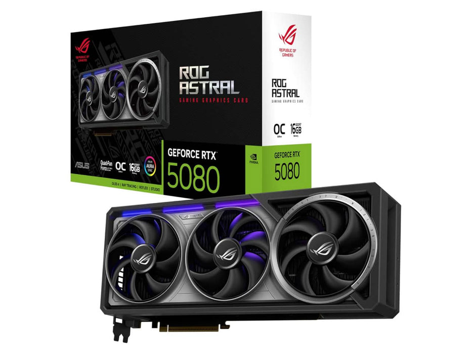 ASUS ROG Astral GeForce RTX 5080 OC Edition Gaming Graphics Card, 16GB GDDR7, PCIe 5.0, Axial-Tech Fans