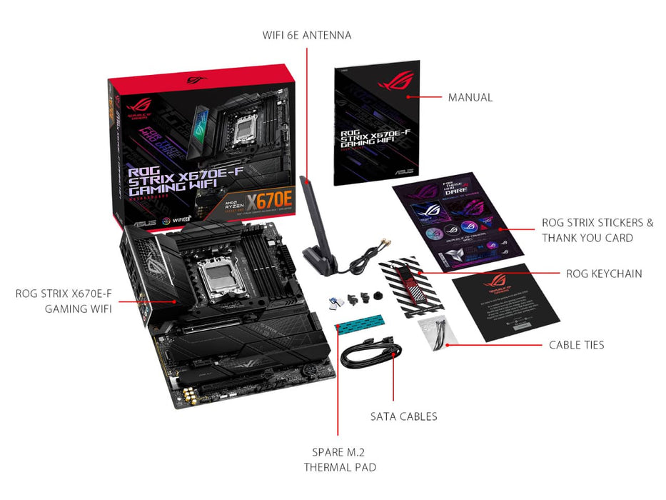 ASUS ROG Strix X670E-F Gaming WIFI AM5 AMD Ryzen 7000 DDR5 ATX Motherboard