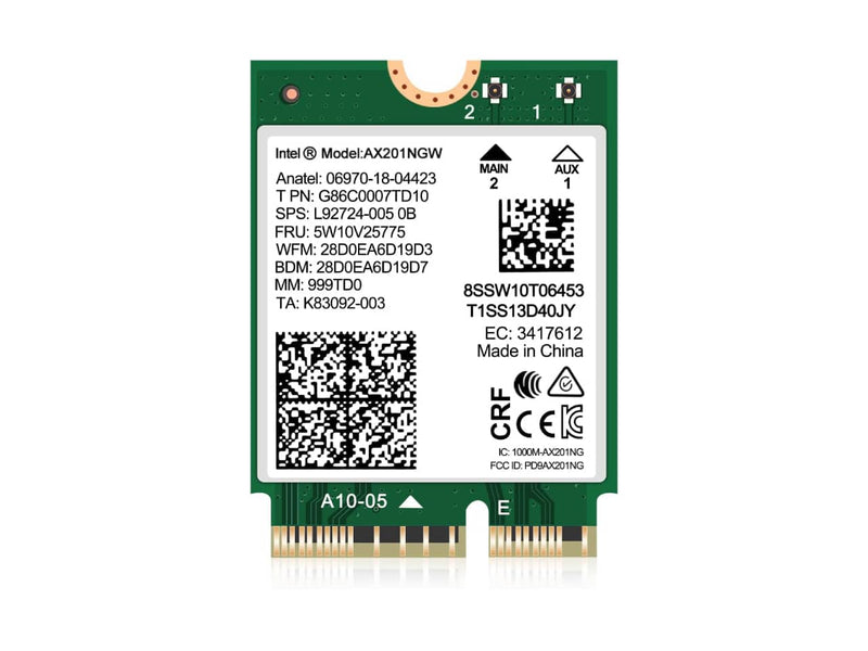 NICGIGA M.2 Wireless Card Intel AX201 NGW Wi-Fi 6E, Bluetooth 5.2