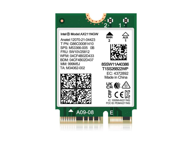 NICGIGA M.2 Wireless Card Intel AX211 NGW Wi-Fi 6E, Bluetooth 5.3