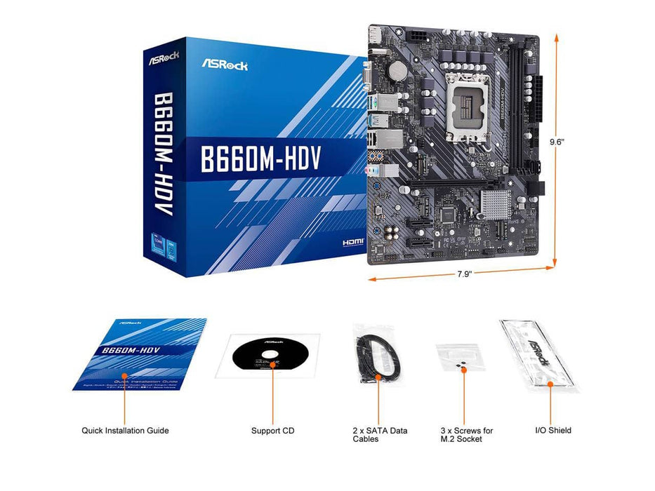 ASRock B660M-HDV Intel LGA 1700 Micro ATX Motherboard
