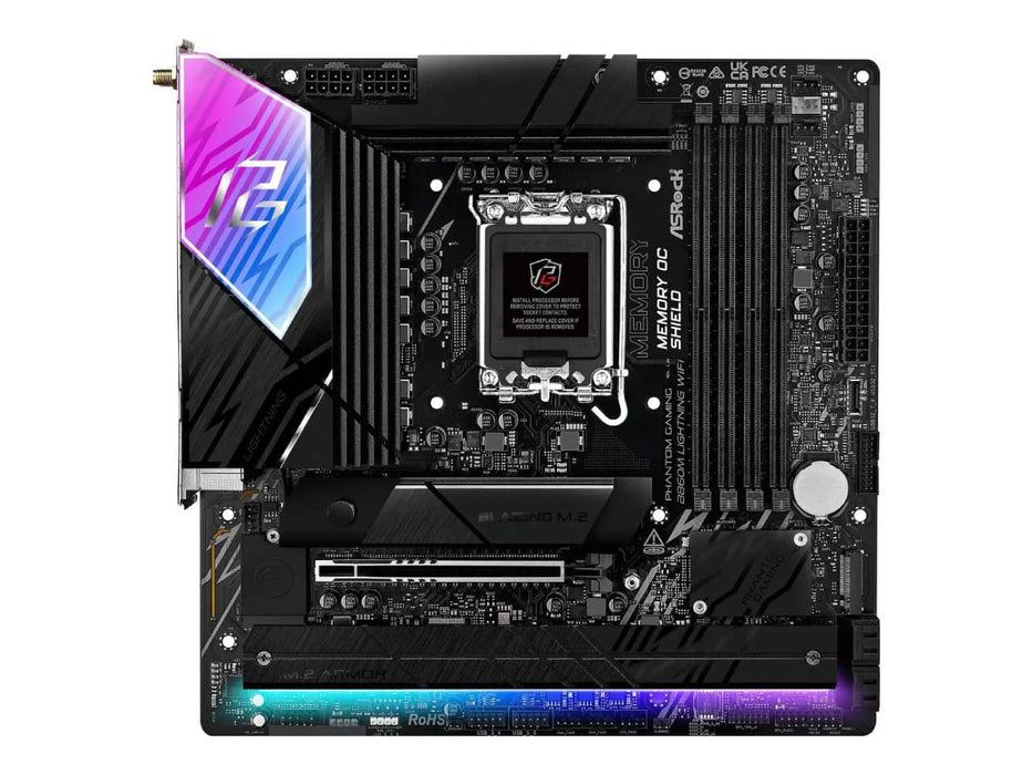 ASRock Phantom Gaming B860M Lightning WiFi Motherboard, Micro ATX, Intel LGA 1851, DDR5