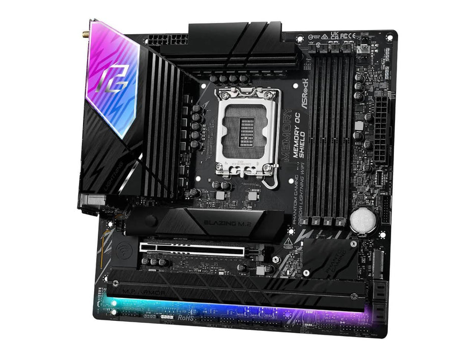 ASRock Phantom Gaming B860M Lightning WiFi Motherboard, Micro ATX, Intel LGA 1851, DDR5