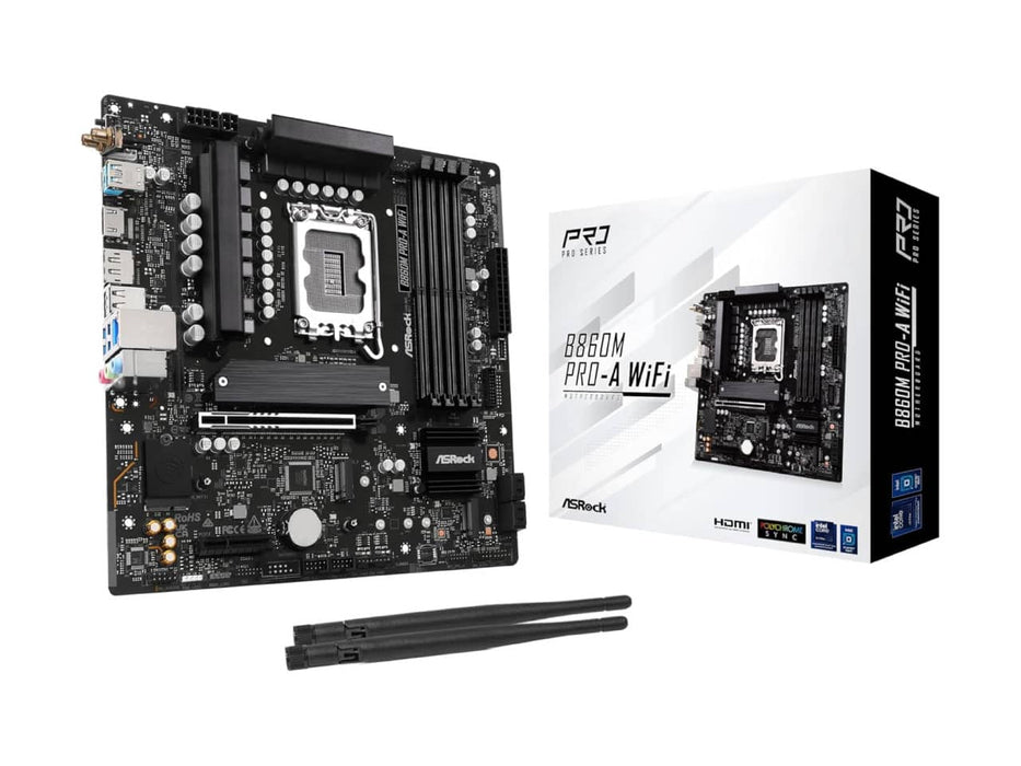 ASRock B860M Pro-A WIFI Motherboard, Micro ATX, Intel LGA 1851, DDR5