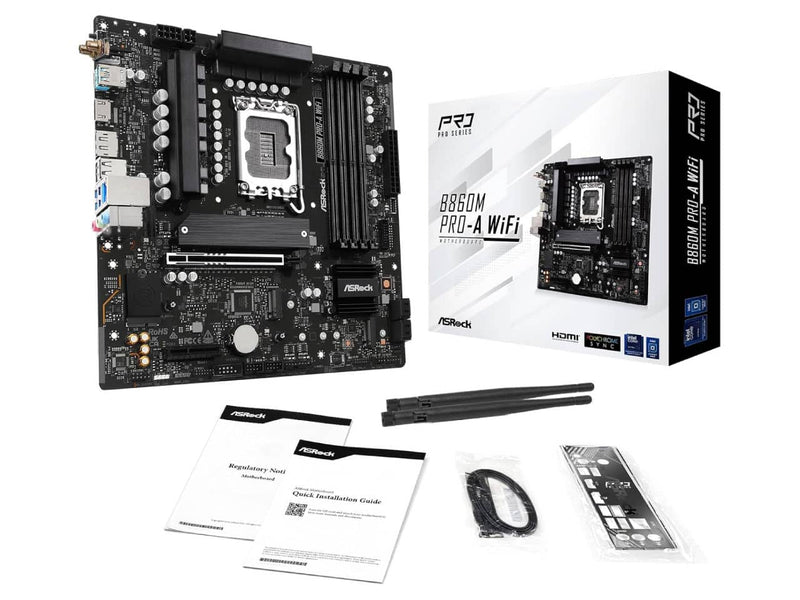ASRock B860M Pro-A WIFI Motherboard, Micro ATX, Intel LGA 1851, DDR5