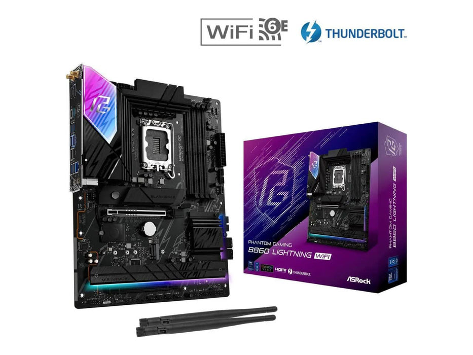 ASRock Phantom Gaming B860 Lightning WiFi Motherboard, LGA 1851, ATX, DDR5