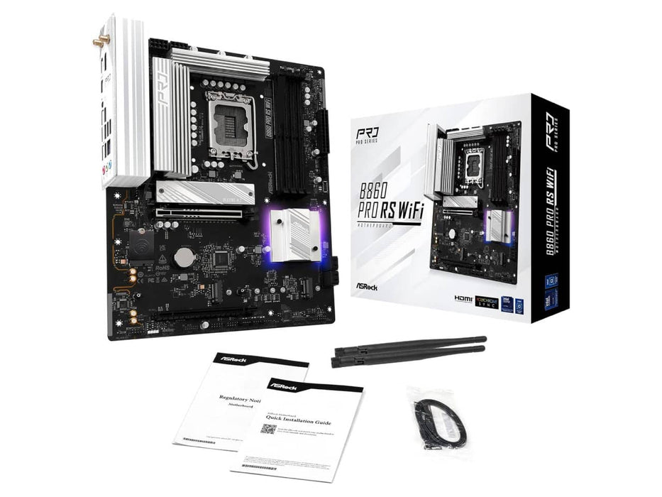 ASRock B860 Pro RS WIFI Motherboard, ATX, Intel LGA 1851, DDR5