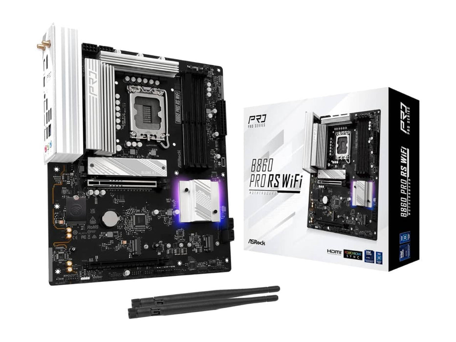 ASRock B860 Pro RS WIFI Motherboard, ATX, Intel LGA 1851, DDR5