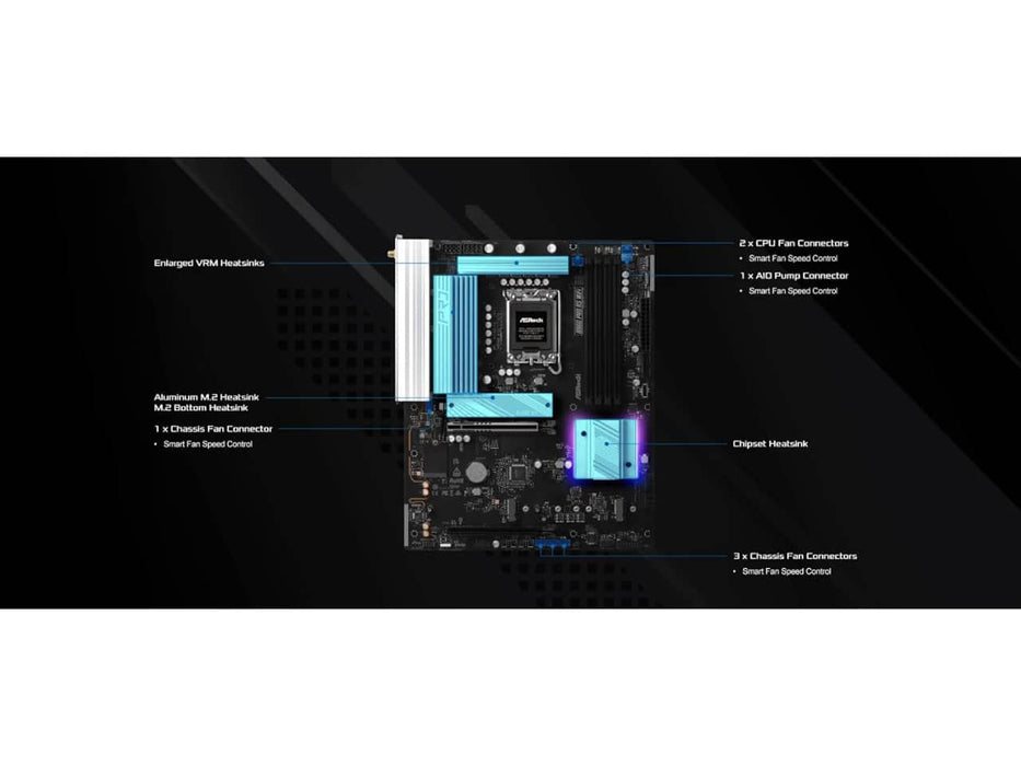 ASRock B860 Pro RS WIFI Motherboard, ATX, Intel LGA 1851, DDR5