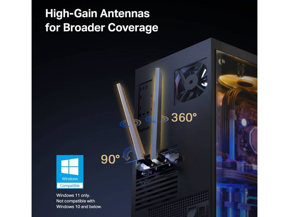 TP-Link BE6500 Wi-Fi 7 Network Adapter Card, Wi-Fi 7, Bluetooth, PCIe