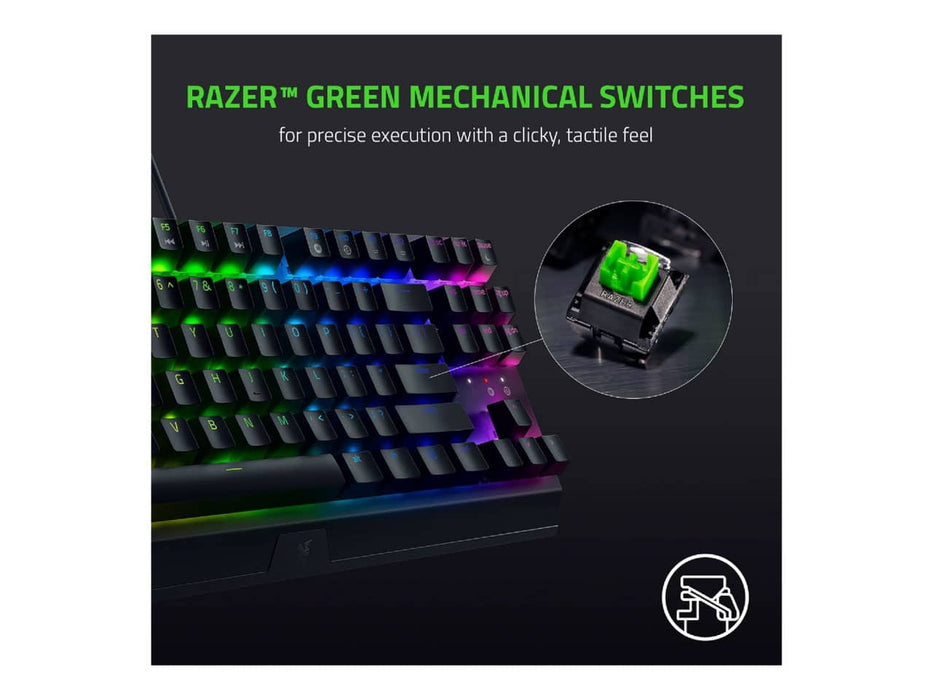 Razer BlackWidow V3 Tenkeyless (TKL) Mechanical Gaming Keyboard, Green Mechanical Switches, Chroma RGB (RZ03-03490200-R3U1)