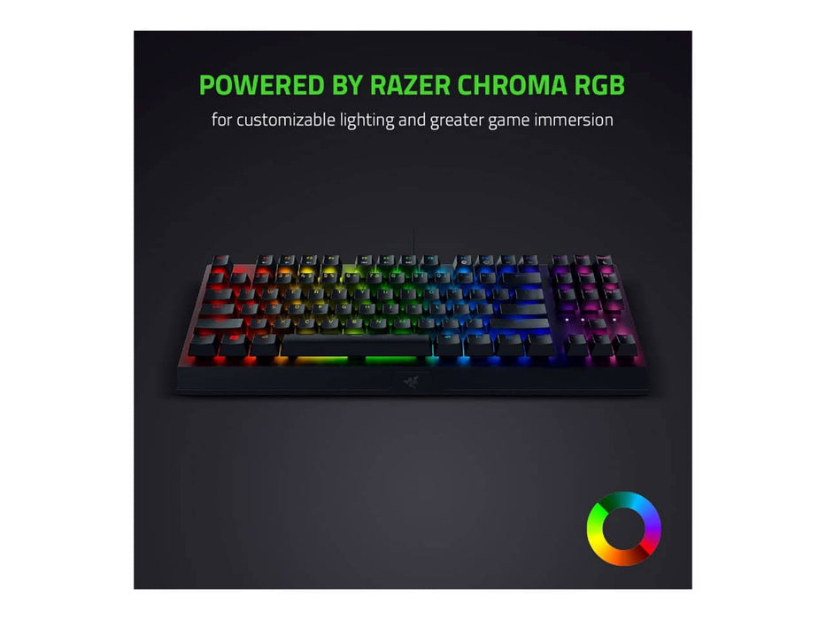 Razer BlackWidow V3 Tenkeyless (TKL) Mechanical Gaming Keyboard, Green Mechanical Switches, Chroma RGB (RZ03-03490200-R3U1)