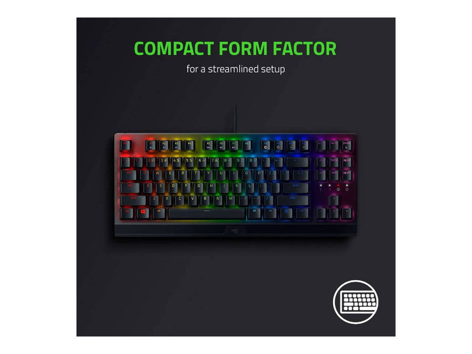 Razer BlackWidow V3 Tenkeyless (TKL) Mechanical Gaming Keyboard, Green Mechanical Switches, Chroma RGB (RZ03-03490200-R3U1)