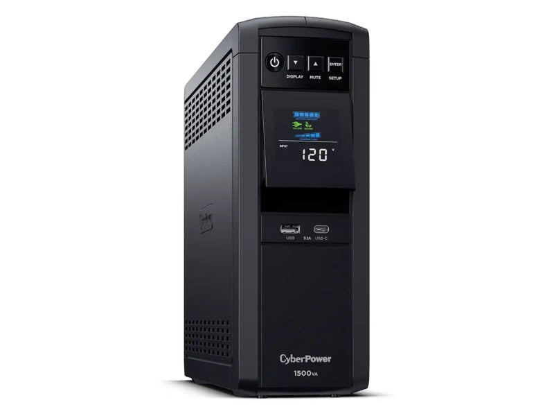 CyberPower PFC Sinewave UPS System, 1500VA/1000W, 12 Outlets, Mini Tower, Black (CP1500PFCLCD)