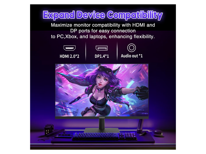 Viewedge CS2424FLA-P 24" FHD 1920x1080 Gaming Monitor, 240 Hz, FHD 1080p, 1 ms