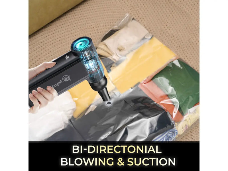 GekoGear Cyclone F1 Cordless 2-Way Air Blower, 110,000 RPM Brushless Motor, 8 Speed, Rechargeable USB-C, 5 Nozzles, LED Display