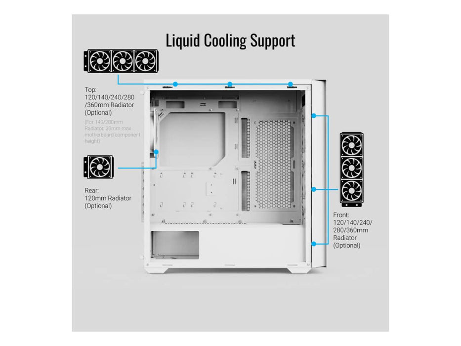 AeroCool D502A ATX Mid Tower Computer Case (D502A/White)