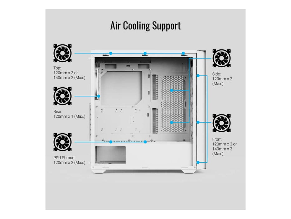 AeroCool D502A ATX Mid Tower Computer Case (D502A/White)