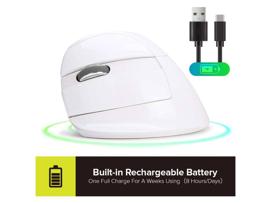 Delux Left-Handed Vertical Ergonomic Wireless Mouse
