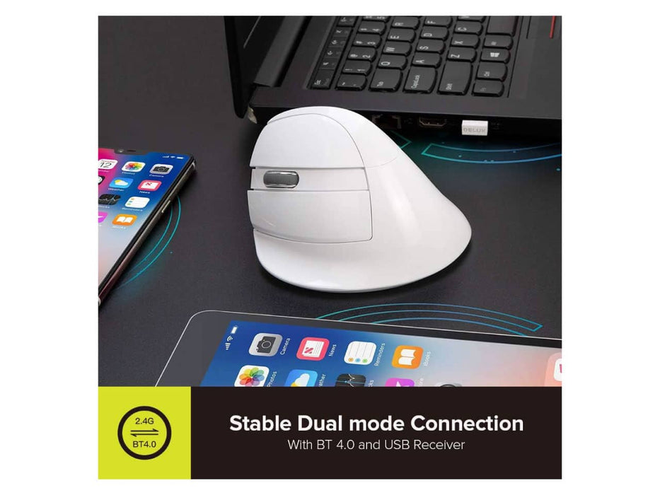 Delux Left-Handed Vertical Ergonomic Wireless Mouse