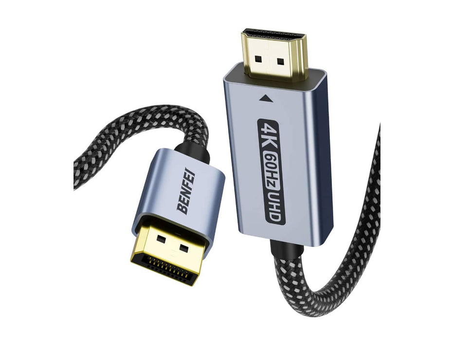 Benfei DisplayPort to HDMI Cable, 6FT, Nylon Braided, 4K@60Hz, Uni-Directional Only