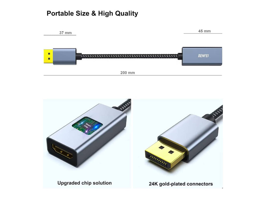 BENFEI 4K DisplayPort to HDMI Adapter Cable (Uni-directional)