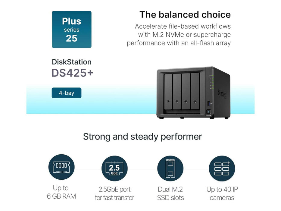 Synology 4-Bay DiskStation DS425+ (Diskless)