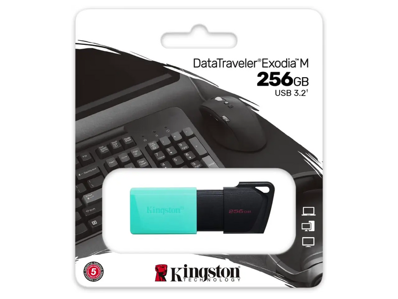 Kingston DataTraveler Exodia M 256GB USB 3.2 Flash Drive (Black + Teal)