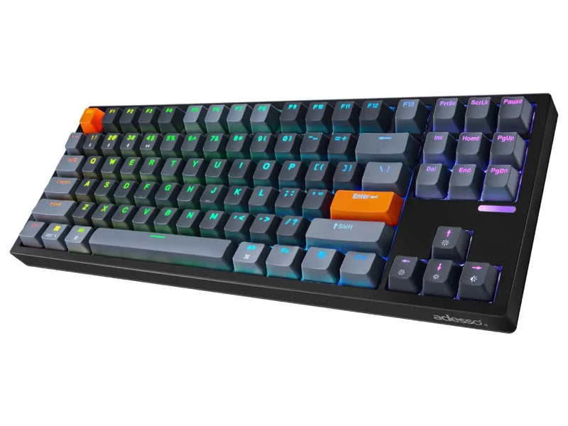 Adesso EasyTouch 1100 Compact Mechanical RGB Keyboard, Wired / Wireless / Bluetooth, QMK/VIA, Hot-Swappable, Gasket Mount, Red Switches