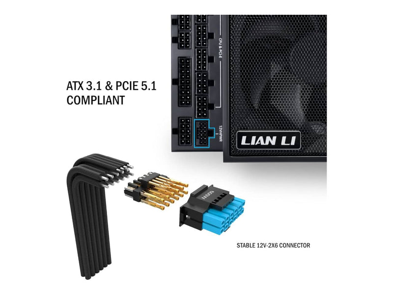Lian Li Edge Series 1000W Power Supply (1000W, 80 Plus Platinum, ATX 3.1, Fully Modular, Black)